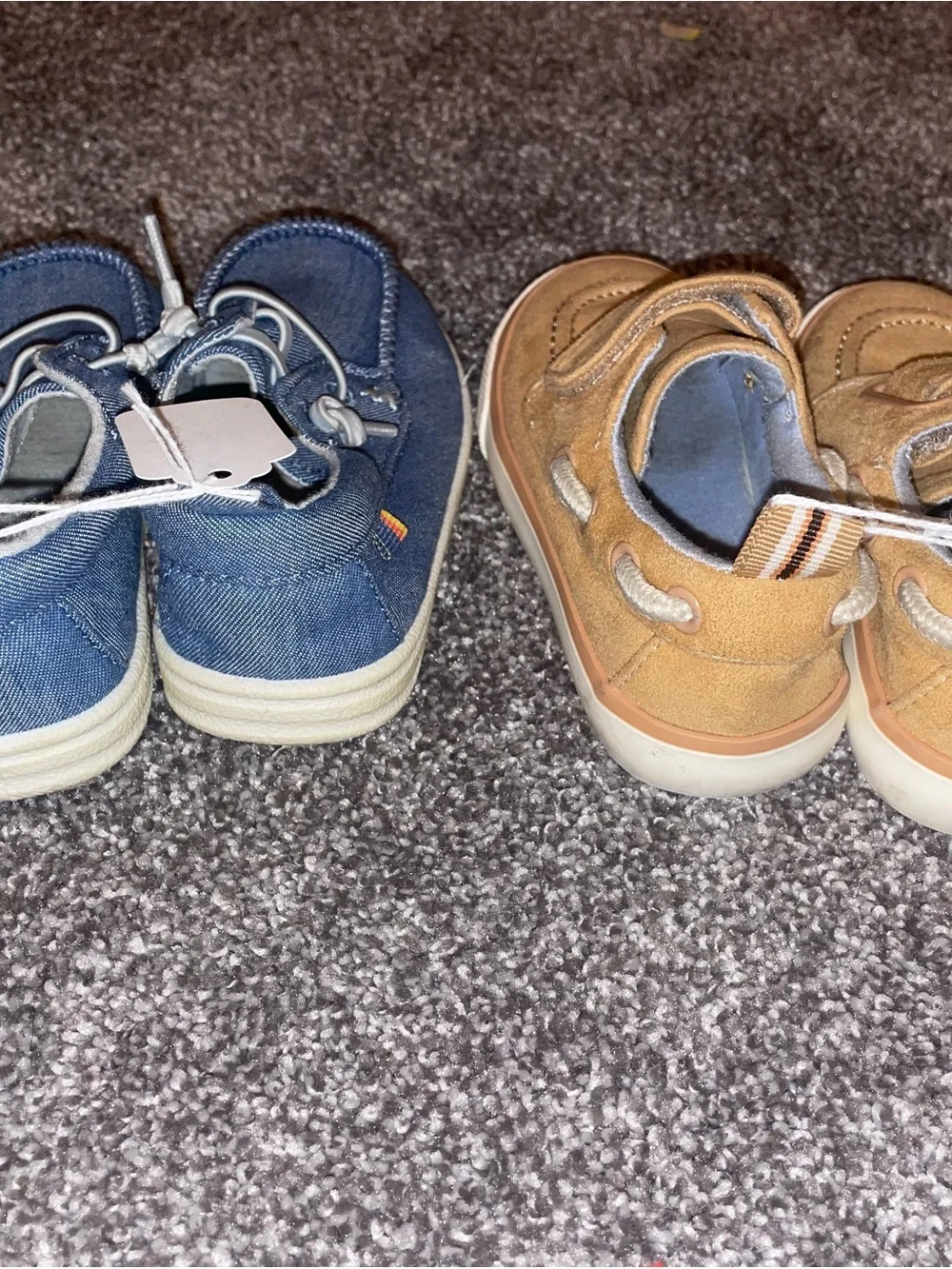 Cat & Jack Navy Canvas Slip-On & Tan Suede-Look Hook-And-Loop Shoes Set